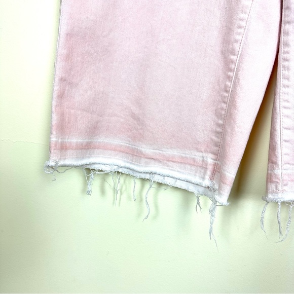 LANE BRYANT Pale Pink Denim Wide Leg Capri Pants with Released Raw Hem, Size 16 - Picture 4 of 10